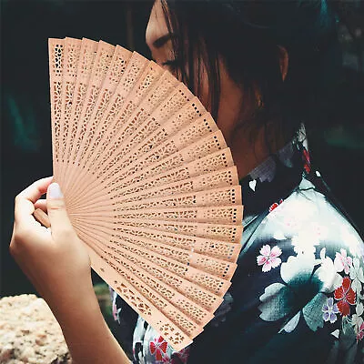 $7.53 • Buy Hand Fan For Women Chinese Sandalwood Scented Folding Fan Vintage Foldable Fan
