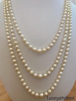 14k Gold Vintage Hollywood 50’s Era Saltwater Akoya Pearl 3 Strand Necklace • $3649