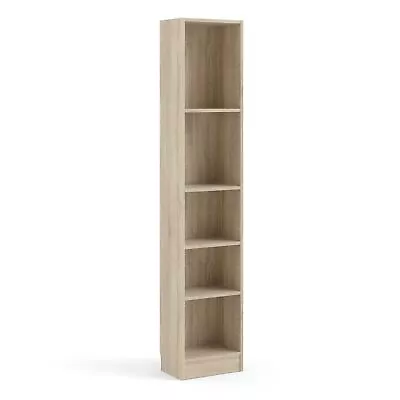 Basic Tall Narrow Bookcase Bookshelf Shelving Unit (4 Shelves) In Oak • £109.99