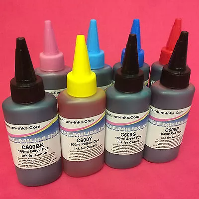 8 X100ML DYE INK REFILL BOTTLES FOR CANON PIXMA Pro 9000 Mark II Premium Inks • £19.99