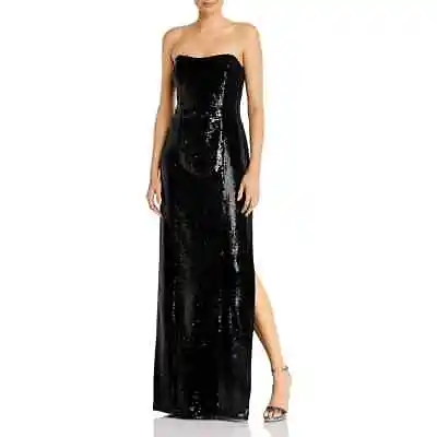 Aidan Mattox Women's Black Sequined Slit Strapless Formal Evening Gown Dress[6] • $76.49