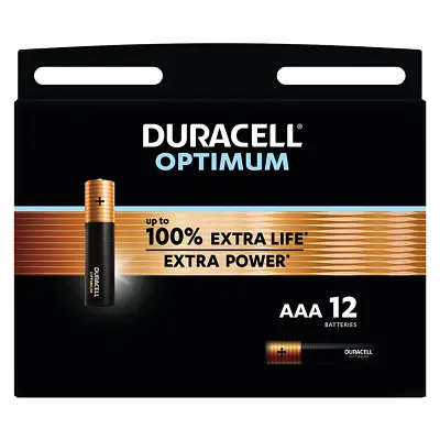 Duracell Optimum AAA LR03 MN2400 1.5V Alkaline Batteries X 12 **Long Expiry** • £10.95