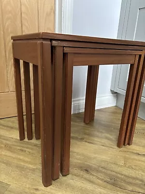 Vintage Mid-Century Teak Nest Of Tables X3 By McIntosh Retro 70s Coffee Side End • £59.99