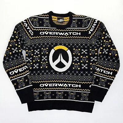 Overwatch Sweater Blizzard ThinkGeek Mens XL Black Gamer Logo Winter Long Sleeve • $19.99