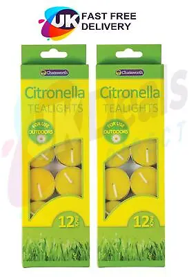 Citronella Tealights Candles Mosquito Fly Insect Repeller Fragranced Pk Of 24 • £4.55