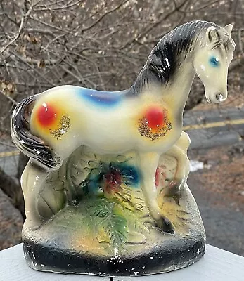 Vintage Early 20th C. Carnival Chalkware Prize Horse Glitter Painted Sculpture • $45