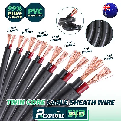 Twin Core Auto Wire Copper Cord Vehicle Camper Marine Solar PVC Insulated Cable • $13.01