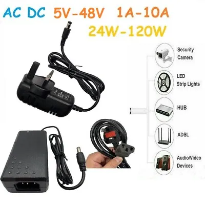 Ac Dc 5v-48v 1a-10a 24w-120w Power Supply Adapter Charger For Led Strip Light • £22
