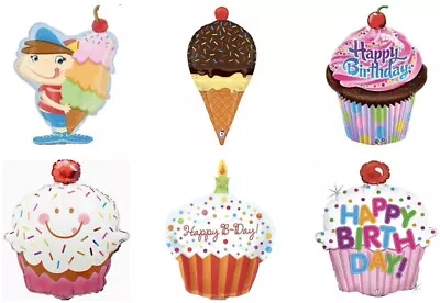 Cupcake Frosting Sprinkles Donut Ice Cream Cone XL Foil Mylar Birthday Balloons • $7.95
