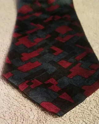 Mercedes Tie Men’s Red Multicolor Abstract Hand Made Classic 58  Long 3.25  Wide • $10.77