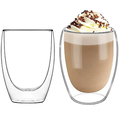 2Pc/4Pc Double Wall Insulated Glass Coffee Glass Mug Tea Cup Unbreakable - 350ML • £8.85