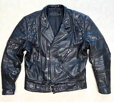 Vintage Hein Gericke Harley Davidson Black Leather Biker Motorcycle Jacket 38 • $176
