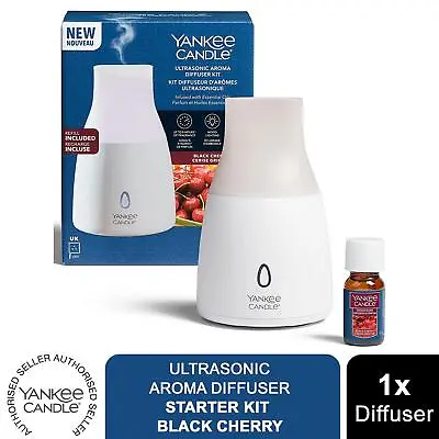 Yankee Candle Ultrasonic Aroma Diffuser Starter Kit With Black Cherry Refill • £23.99