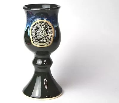 06 Maryland Renaissance Festival Logo Stoneware Wine Goblet Blue Drip Green 12oz • $14.99