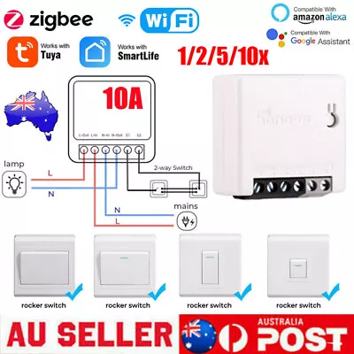 MINI Wifi / Zigbee Smart Switch DIY 2-way Control Relay Timer Module For Alexa • $17.99