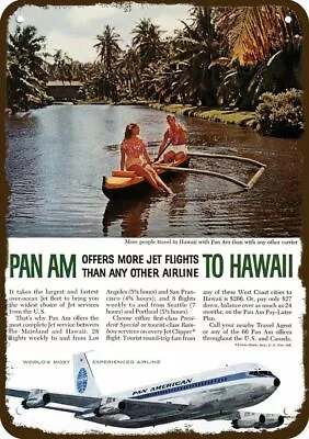 1960 PAN AM AIRLINES Jet Hawaii Boat Vintage-Look DECORATIVE REPLICA METAL SIGN • $24.99