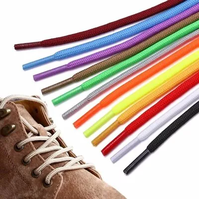 Round Shoe Laces Black White And Coloured For Hiking Boots Work Shoes Trainers • £1.89