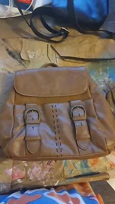 Vintage Brown Tan Leather Backpack • $50