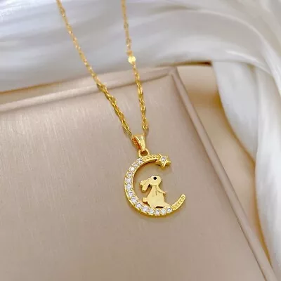 18K Gold Plated Moon Bunny Pendant Necklace For WomenCute Rabbit Necklace • $11.99