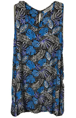 Tybee Island Clothing Co. Dress Blue Tropical Print Travel Resort Sz M Shift • $21.79