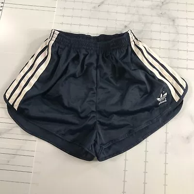 Vintage Adidas Running Shorts Mens S 28-30 Navy Blue With Three White Stripes • $79.99