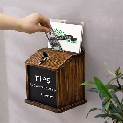 Rustic Wood Suggestion Box Wall Mounted Mailbox Freestanding Comment Ballot Box • $22.91