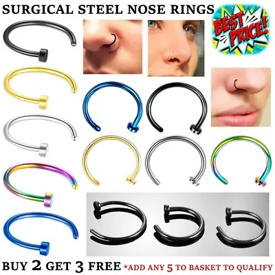 Nose Ring Fake Nose Rings Lip Rings Small Thin Body Piercing Surgical Steel Hoop • £2.59