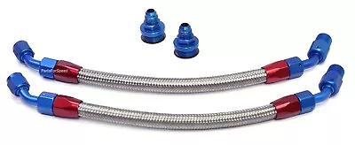 Braided Line Kit For Holley Or Mallory Fuel Pressure Regulators 3/8  NPT Red Blu • $99.99