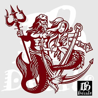 Mermaid Girl Poseidon Neptune Aqua Man Car Boat Truck Window Vinyl Decal Sticker • $23.01