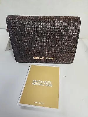 Michael Kors Jet Set Medium Slim Leather Wallet Brown Luggage MK New MSRP $98 • $49.99