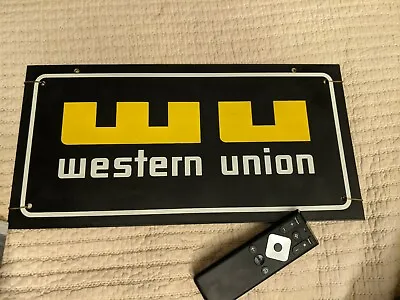 Vintage Western Union Porcelain Sign WU Double 2 Sided • $105.97