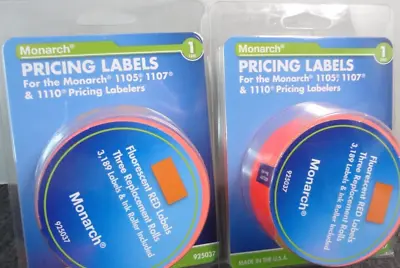 6 Rolls 2 Ink Rollers Monarch Pricing Labels 1105/07/10 925037 FLUORESCENT RED • $17.77