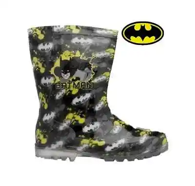 Batman Boys Girls Kids Waterproof Wellies Wellingtons Infants Boots Size 8-2 • £9.98
