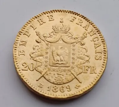 France 20 Francs  Napoleon  III 1869b - .900 Gold Plated Original Size. • £4.50