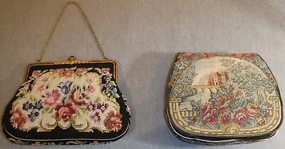 2 Vintage Purses -Jolles Original Austrian Tapestry & Petit Point Needlepoint • $52.50