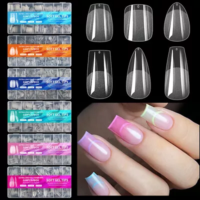 600Pcs/Box Press On False Nails Coffin Semi-matte Full Coverage UV Gel Fake  ZSY • £9.32