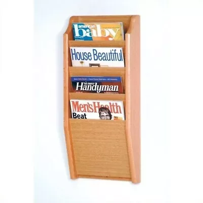 Pemberly Row 4 Pocket Magazine Wall Rack In Light Oak • $87.20