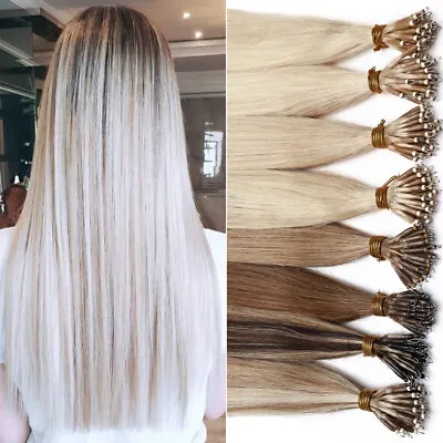 Nano Ring Tip Micro Bead Double Drawn Hair Extensions Remy Human Hair THICK 150g • £22.56