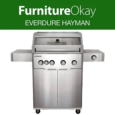 Everdure Hayman 4-Burner Gas BBQ With Trolley - Silver • $1169