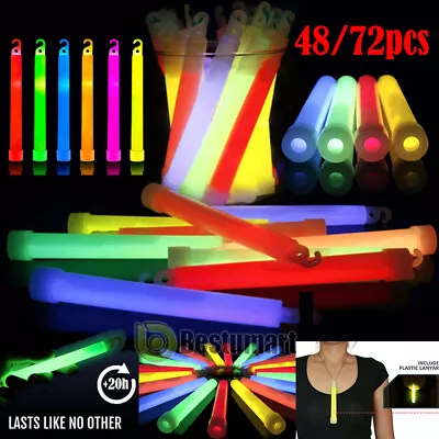 72Pcs Ultra Bright 6 Inch Large Glow Sticks -Bulk Light Up Sticks 20 Hr Duration • $27.89