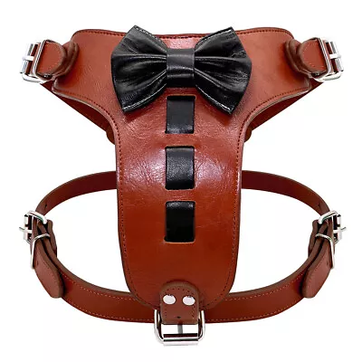 Soft Leather Large Dog Harness Adjustable Heavy Duty Walking Vest No Pull L XL  • $30.79