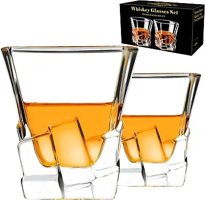 Bourbon Glass Set Of 2 Old Fashioned Whiskey Glasses Tumbler 10 OZ Rock Barware • $14.99