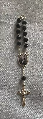St Benedict One Decade Auto Rosary | Black Beads  | Rearview Mirror | San Benito • $8.99
