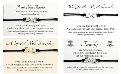 £2.29 • Buy Handmade Infinity Charm Wish Bracelet Teacher Friendship Inspirational Wedding