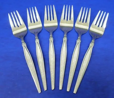 6 - Eldan PEERESS Burnished Hdl W/ Glossy Stainless JAPAN Flatware SALAD FORKS • $26.95