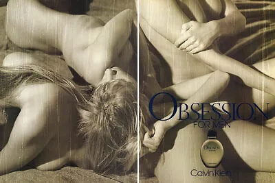 1988 Calvin Klein CK Obsession Perfume Men Women Body Vintage 2-page MAGAZINE AD • £9.49