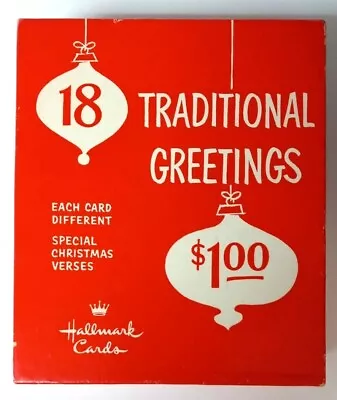 Vintage HALLMARK Christmas Cards Original Box Only Shiny Bright Bulbs 1960's Red • $14.44