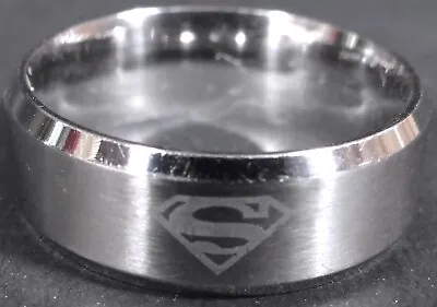 Superman Wedding Band Ring Mens Womens Thumb Ring Laser Etched Comfort Fit Sz 13 • $7.99