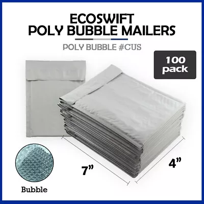 100 #0000 4x7  EcoSwift  Brand Poly Bubble Mailers Small Padded Envelope 4  X 7  • $18.98