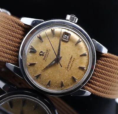 Vintage 1958 Tropical Omega Seamaster Calendar 503 20J Auto S/S Watch Ref 2849  • $1990